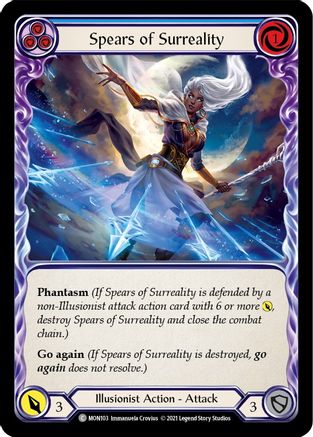 Spears of Surreality (Blue) 1st Edition Rainbow Foil (MON103) - Monarch | Silver Goblin