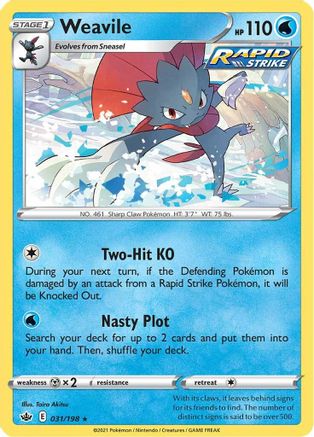 Weavile (031/198) [Sword & Shield: Chilling Reign] | Silver Goblin