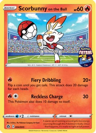 Scorbunny on the Ball - 004/005 (Pokemon Futsal) (4) - Miscellaneous Cards & Products