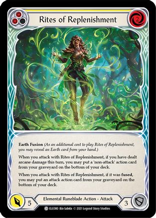 Rites of Replenishment (Yellow) Unlimited Edition Rainbow Foil (ELE080) - Tales of Aria | Silver Goblin