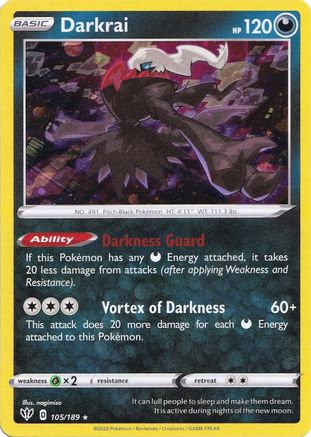 Darkrai - 105/189 (Cosmos Holo) (105) Holofoil - Miscellaneous Cards & Products