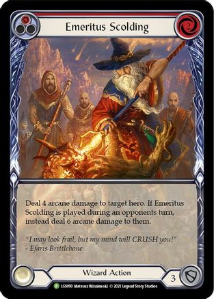 Emeritus Scolding (Red) (Extended Art) - LGS090 (LGS090) Rainbow Foil - Flesh and Blood: Promo Cards