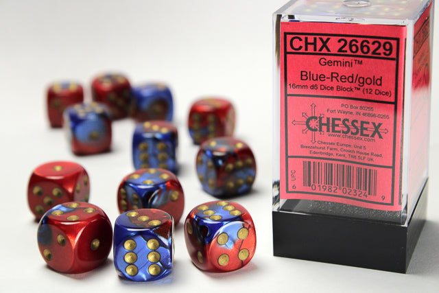 Chessex Gemini Blue-Red/Gold 12d6 16mm | Silver Goblin