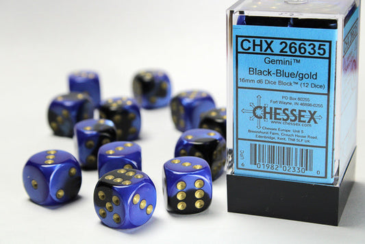 Chessex Gemini Blue-Green/Gold 12d6 16mm