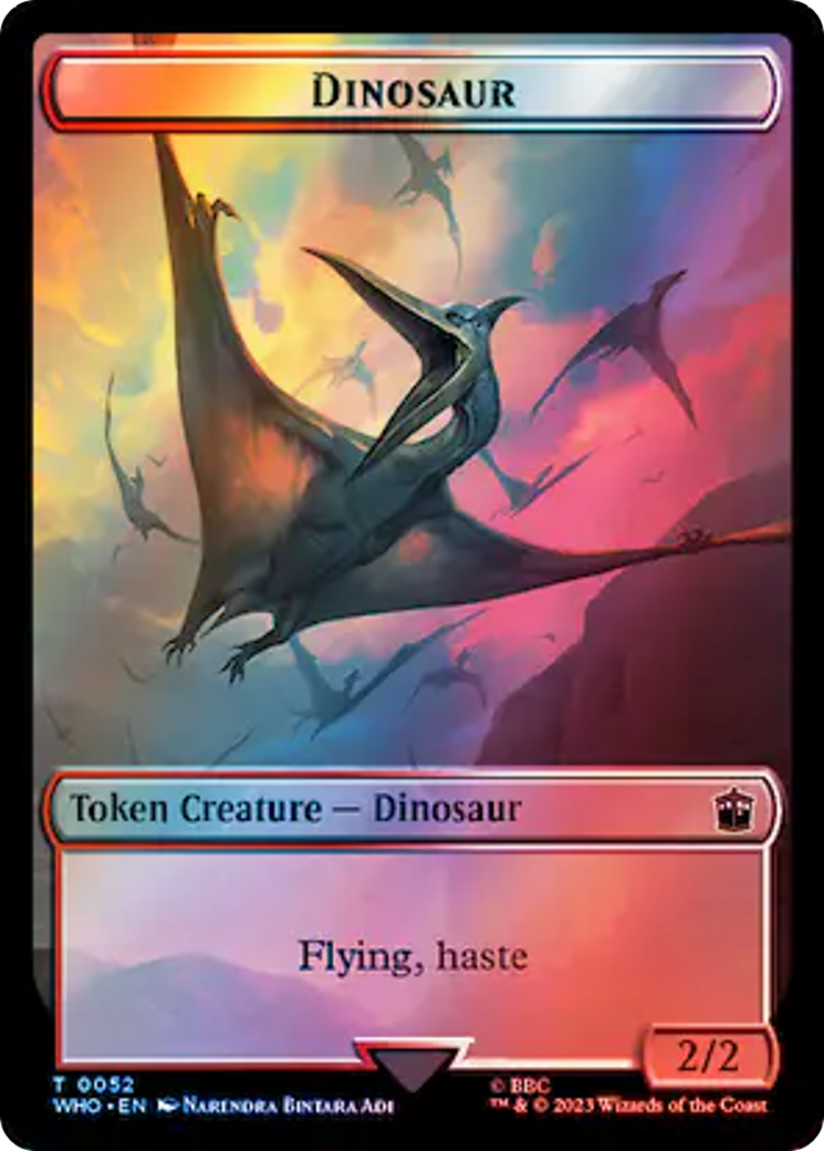 Soldier // Dinosaur Double-Sided Token (Surge Foil) [Doctor Who Tokens] | Silver Goblin