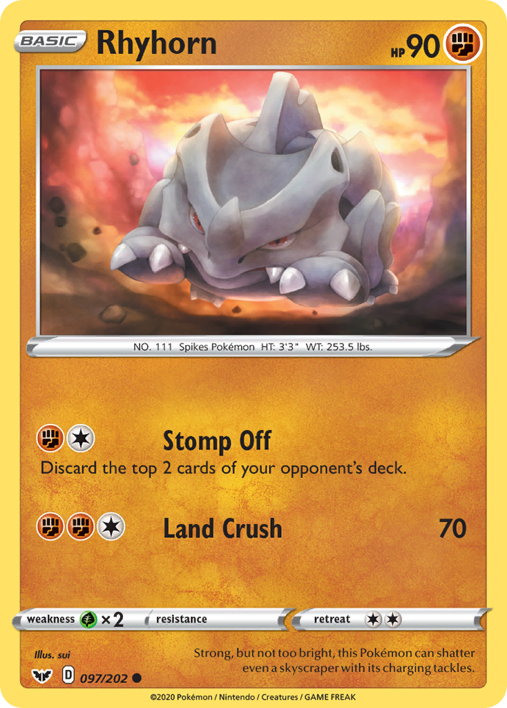 Rhyhorn (097/202) [Sword & Shield: Base Set] | Silver Goblin