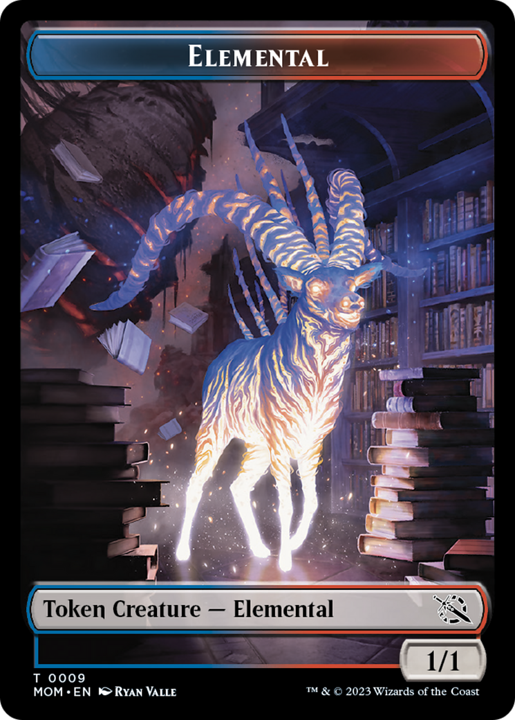 Elemental (9) // Wrenn and Realmbreaker Emblem Double-Sided Token [March of the Machine Tokens] | Silver Goblin