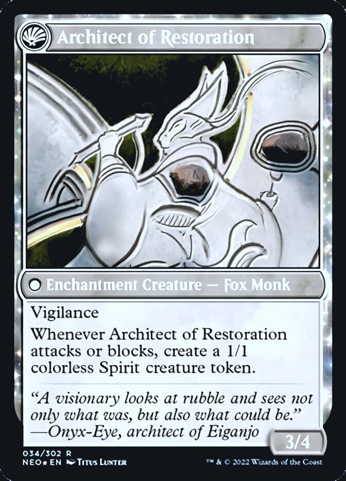 The Restoration of Eiganjo // Architect of Restoration [Kamigawa: Neon Dynasty Prerelease Promos] | Silver Goblin