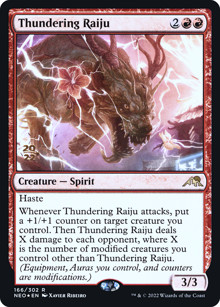 Thundering Raiju [Kamigawa: Neon Dynasty Prerelease Promos] | Silver Goblin