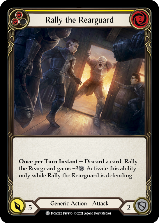 Rally the Rearguard (Yellow) [MON282-RF] (Monarch)  1st Edition Rainbow Foil | Silver Goblin