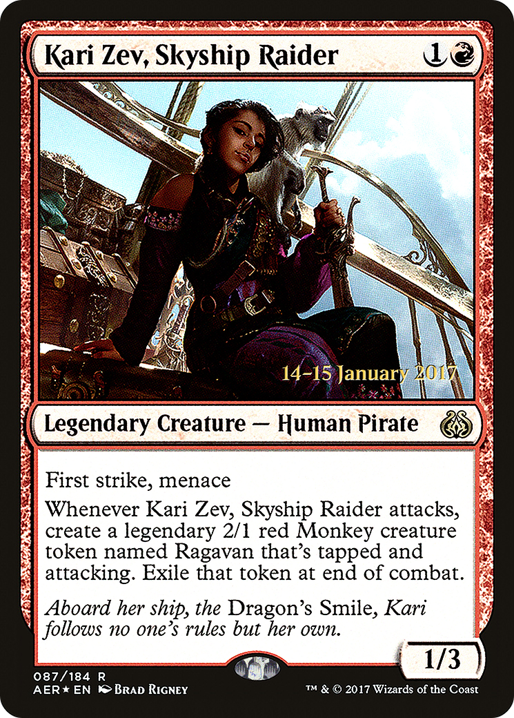 Kari Zev, Skyship Raider [Aether Revolt Prerelease Promos] | Silver Goblin