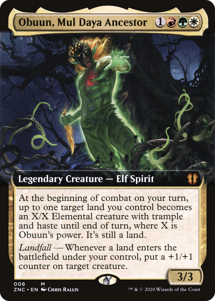 Obuun, Mul Daya Ancestor (Extended Art) [Zendikar Rising Commander] | Silver Goblin