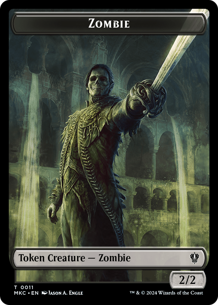 Salamander Warrior // Zombie Double-Sided Token [Murders at Karlov Manor Commander Tokens] | Silver Goblin