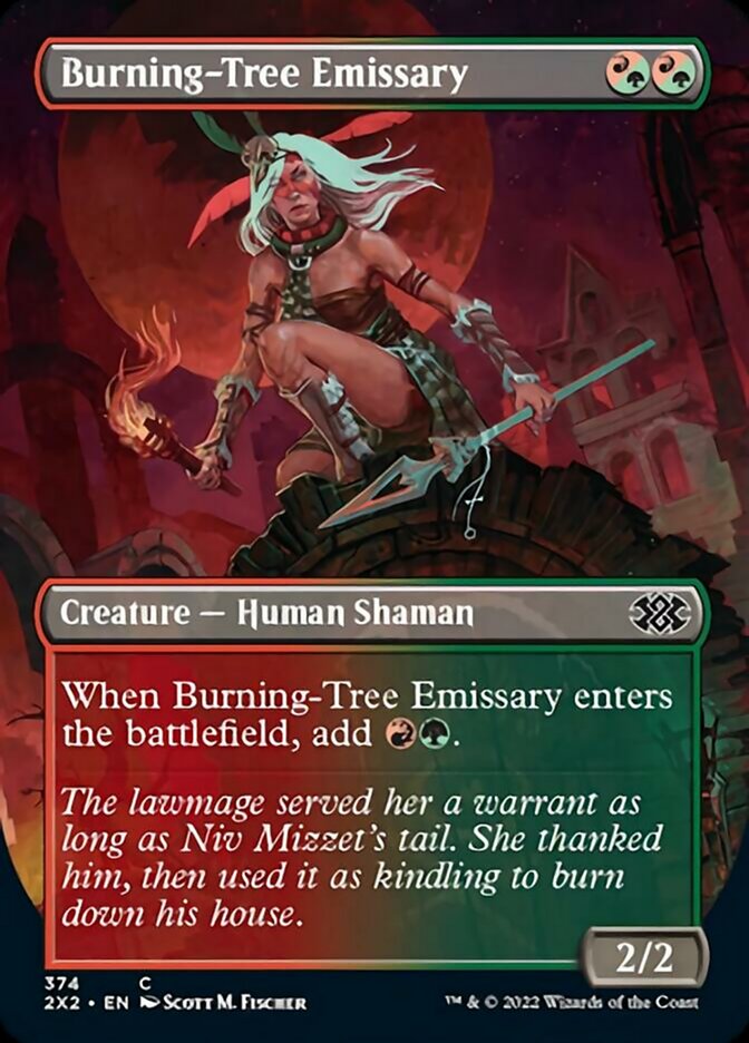 Burning-Tree Emissary (Borderless Alternate Art) [Double Masters 2022] | Silver Goblin