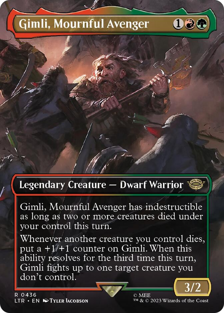 Gimli, Mournful Avenger (Borderless Alternate Art) [The Lord of the Rings: Tales of Middle-Earth] | Silver Goblin