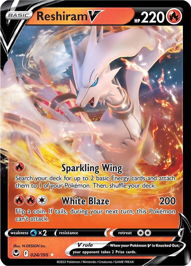 Reshiram V (024/195) [Sword & Shield: Silver Tempest] | Silver Goblin