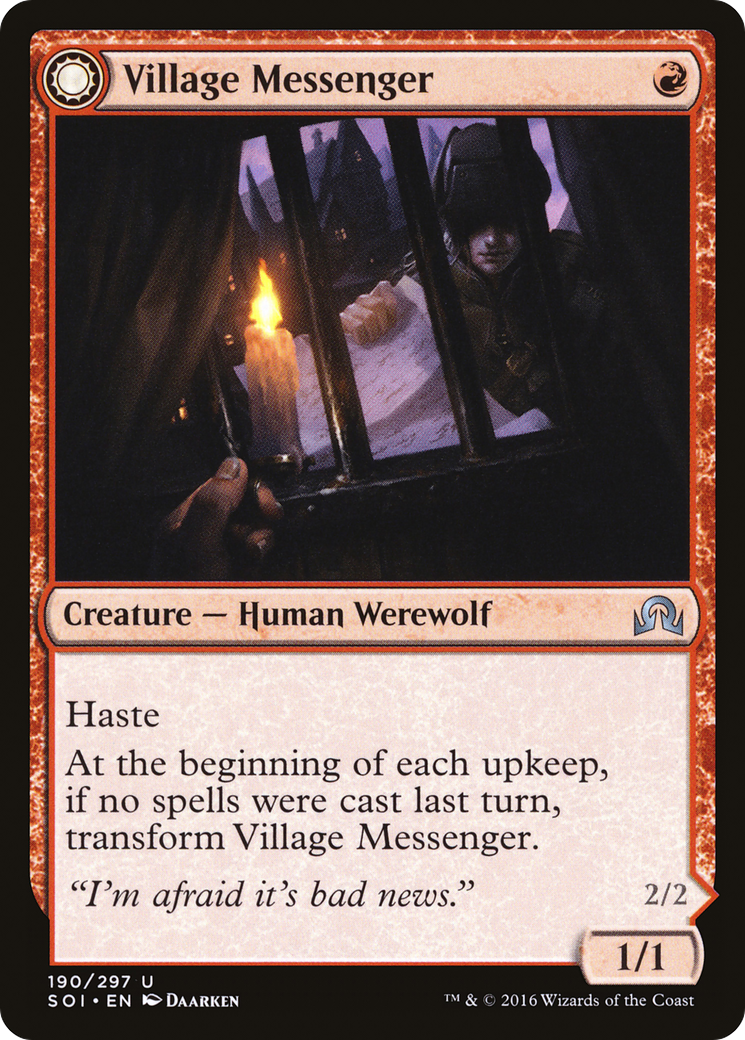 Village Messenger // Moonrise Intruder [Shadows over Innistrad] | Silver Goblin