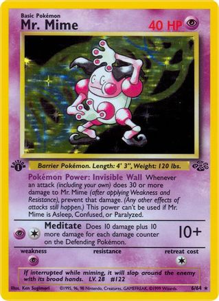 Mr. Mime (6) (1st Edition) Holofoil - Jungle