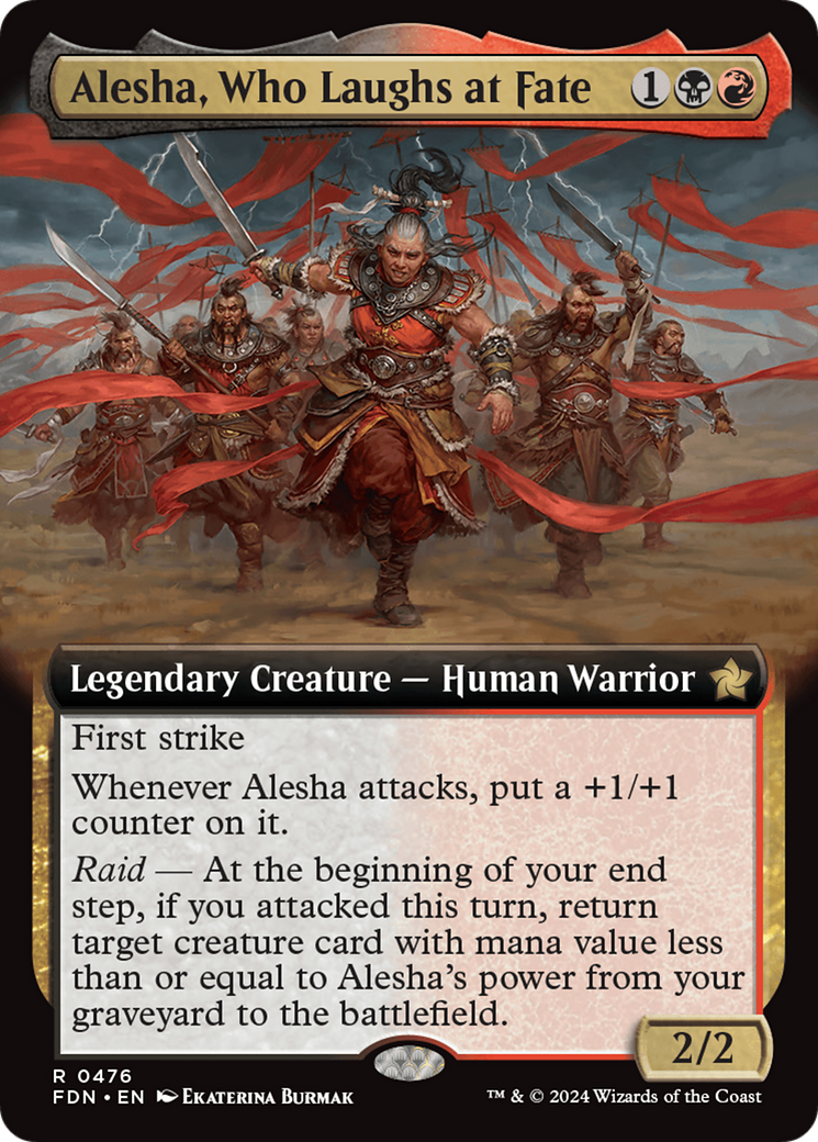 Alesha, Who Laughs at Fate (Extended Art) [Foundations] | Silver Goblin