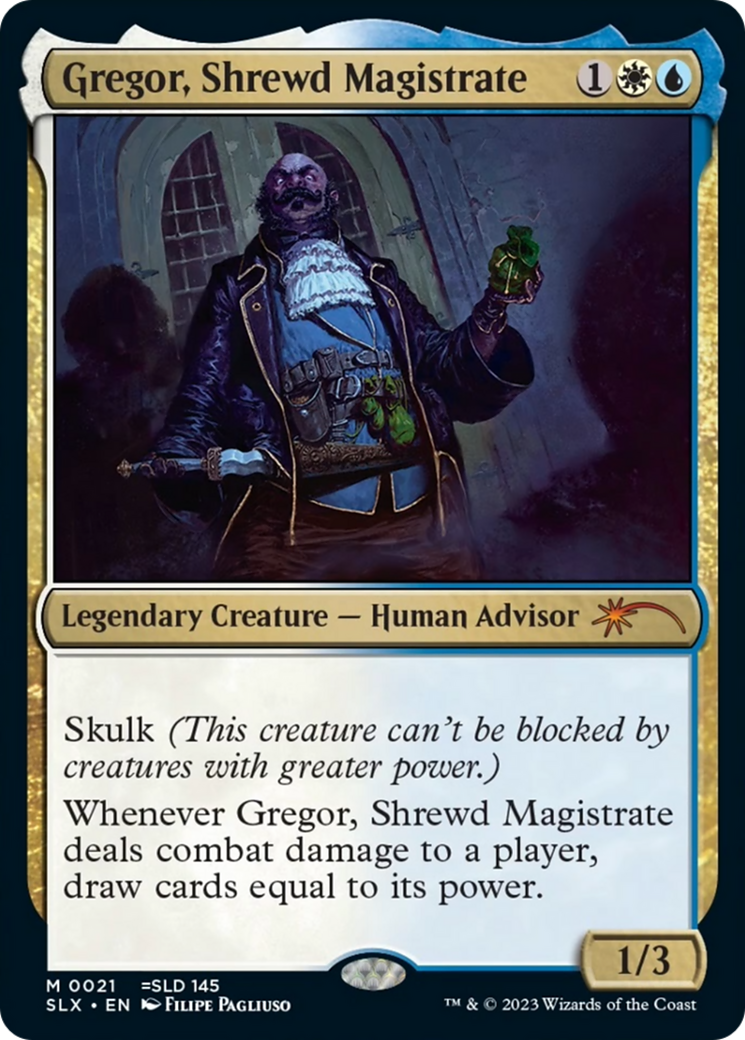 Gregor, Shrewd Magistrate [Secret Lair: Universes Within] | Silver Goblin