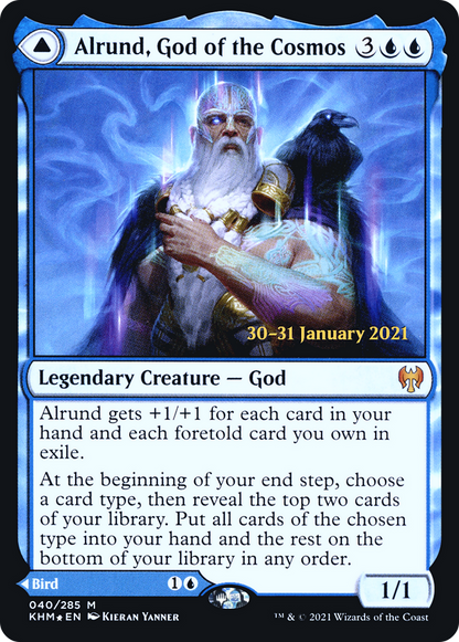 Alrund, God of the Cosmos // Hakka, Whispering Raven [Kaldheim Prerelease Promos]