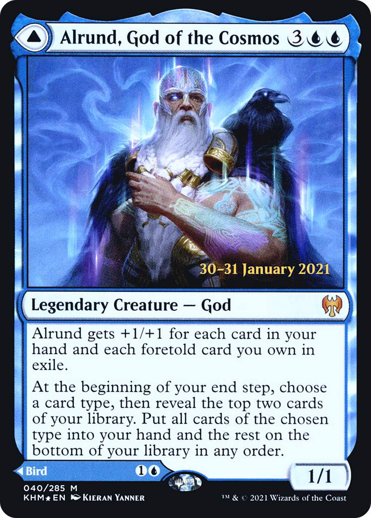 Alrund, God of the Cosmos // Hakka, Whispering Raven [Kaldheim Prerelease Promos]