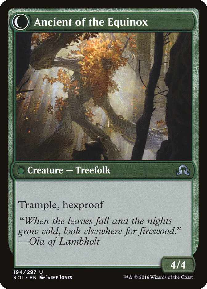 Autumnal Gloom // Ancient of the Equinox [Shadows over Innistrad] Foil