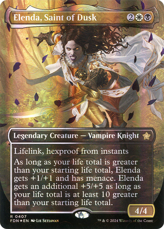 Elenda, Saint of Dusk (Borderless) (Mana Foil) [Foundations]