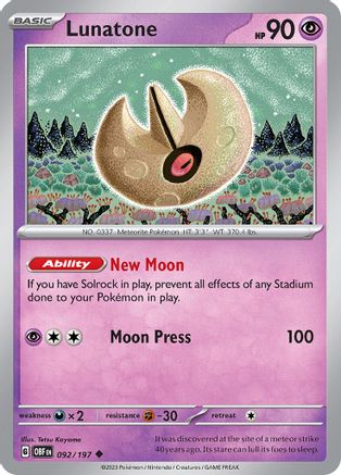 Lunatone (092/197) [Scarlet & Violet: Obsidian Flames] | Silver Goblin