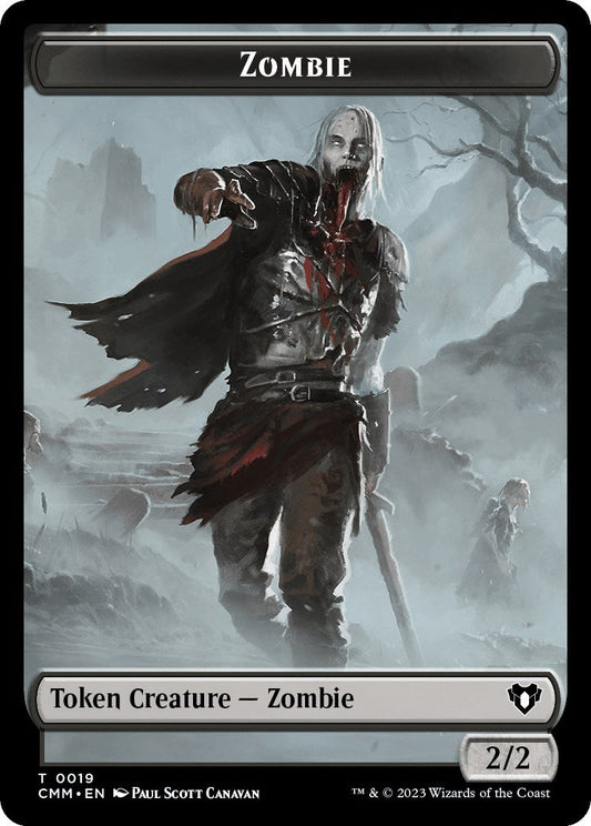 Zombie (0019) // Knight Double-Sided Token [Commander Masters Tokens] Foil