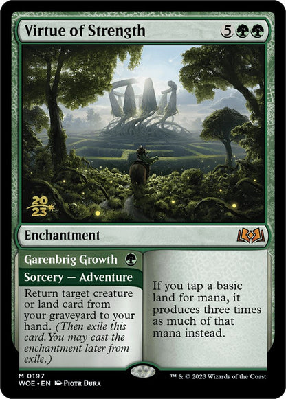 Virtue of Strength // Garenbrig Growth (Promo Pack) [Wilds of Eldraine Promos] Foil