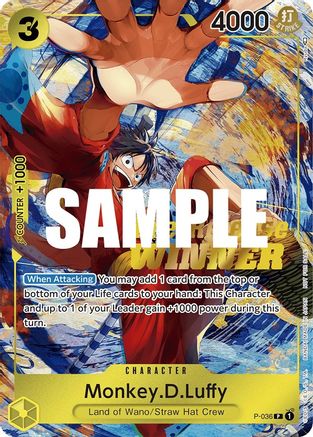 Monkey.D.Luffy (Pre-Release Tournament) (Winner) (P-036) Foil
