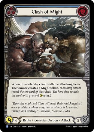 Clash of Might (Blue) (HVY139) Rainbow Foil - Heavy Hitters