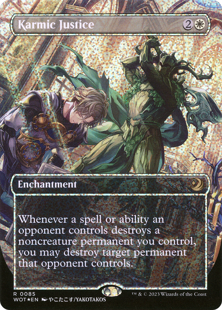 Karmic Justice (Anime Borderless) (Confetti Foil) [Wilds of Eldraine: Enchanting Tales]