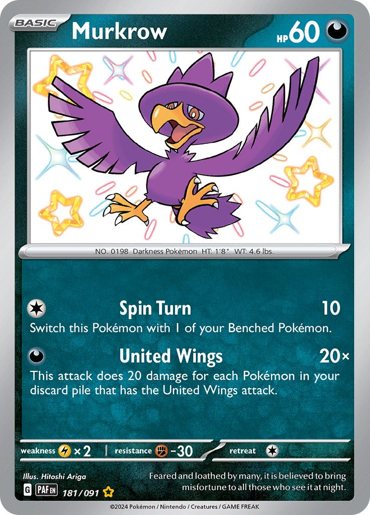 Murkrow (181/091) [Scarlet & Violet: Paldean Fates] | Silver Goblin