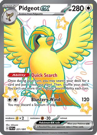 Pidgeot ex (221) Holofoil - Paldean Fates