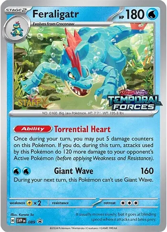 Feraligatr (089) (Staff Prerelease Promo) [Scarlet & Violet: Black Star Promos] | Silver Goblin