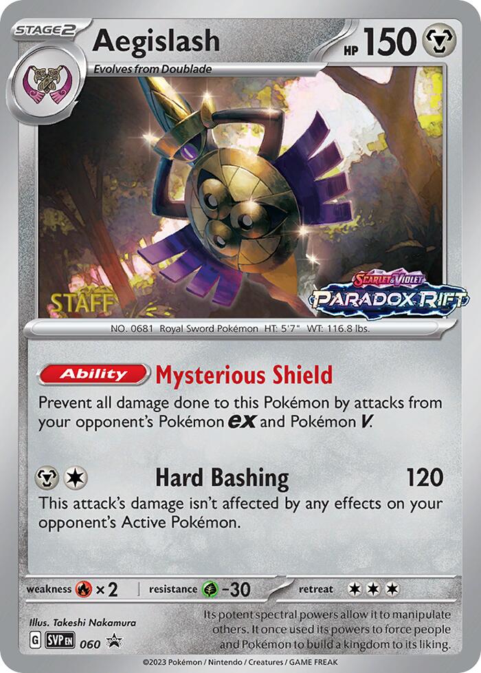 Aegislash (060) (Staff Prerelease Promo) [Scarlet & Violet: Black Star Promos] | Silver Goblin