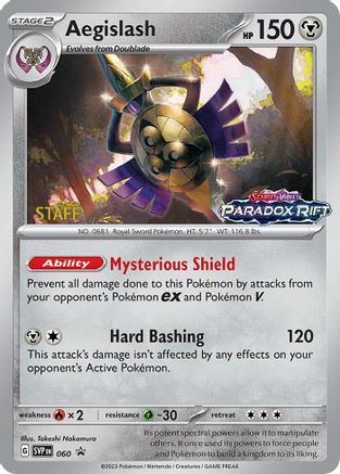 Aegislash - 060 (Prerelease) [Staff] (60) Holofoil - SV Scarlet & Violet Promo Cards