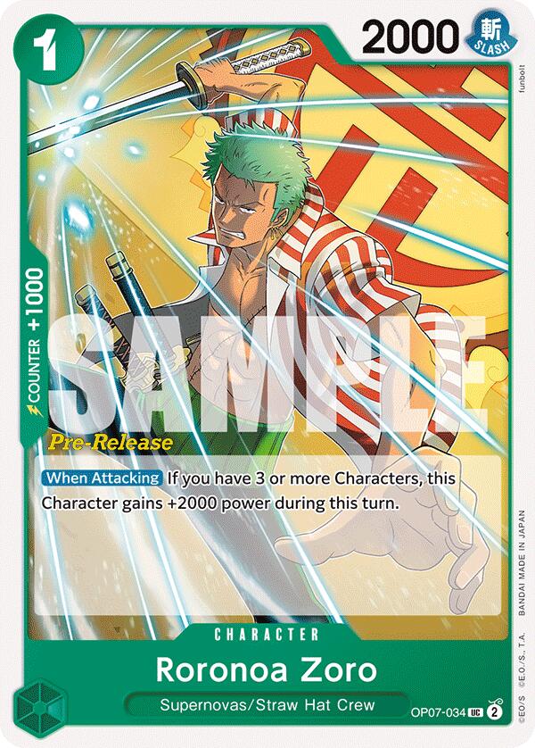 Roronoa Zoro (034)  (OP07-034) - 500 Years in the Future Pre-Release Cards