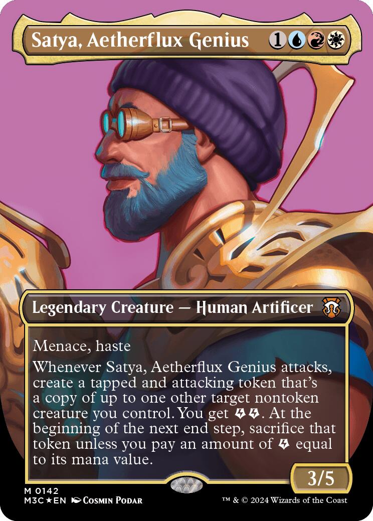 Satya, Aetherflux Genius (Borderless) (Ripple Foil) [Modern Horizons 3 Commander] | Silver Goblin