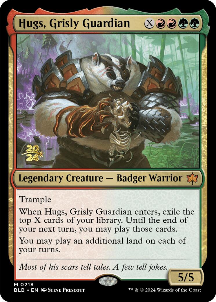 Hugs, Grisly Guardian [Bloomburrow Prerelease Promos] | Silver Goblin