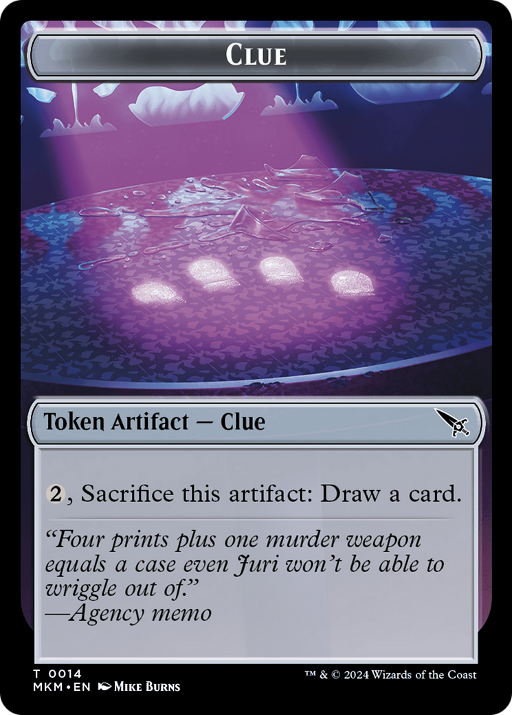 Clue (0014) // A 0041 Double-Sided Token [Murders at Karlov Manor Tokens] | Silver Goblin
