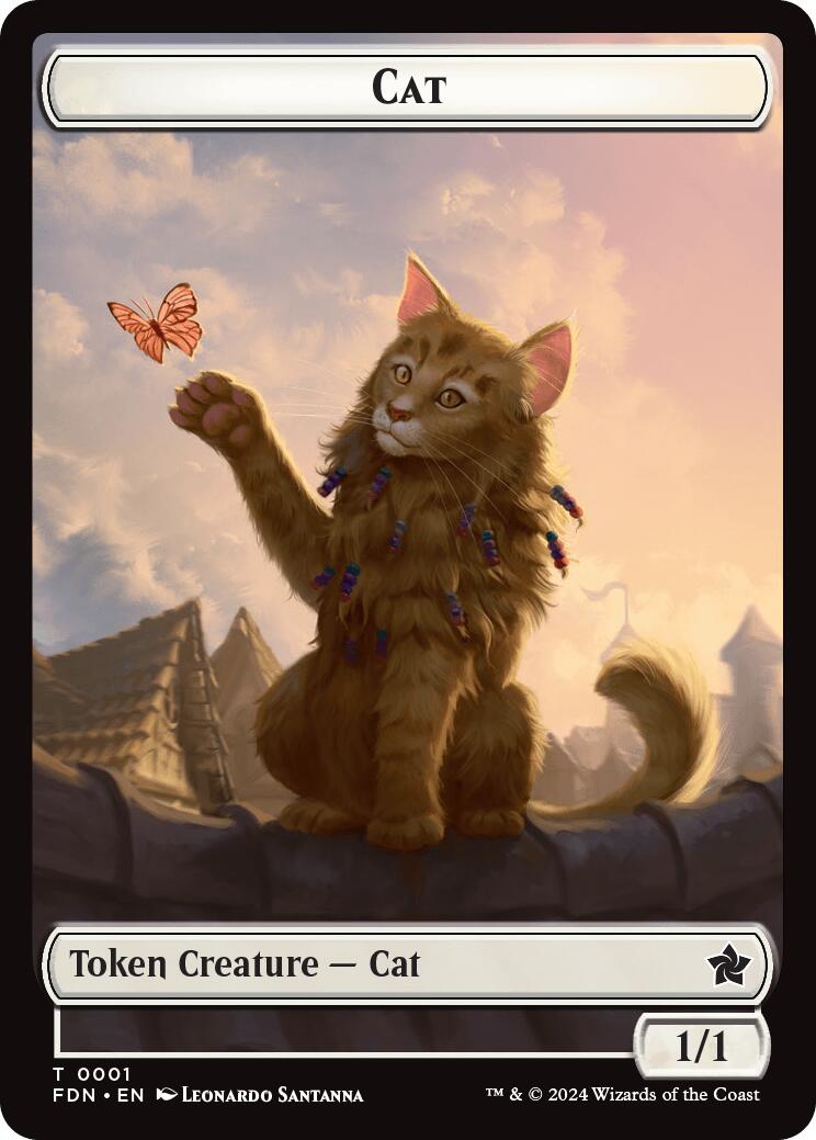 Spirit // Cat (0001) Doubled-Sided Token [Foundations Tokens] | Silver Goblin