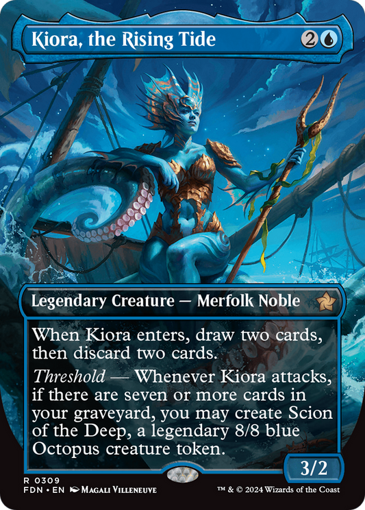 Kiora, the Rising Tide (Borderless) [Foundations] Foil