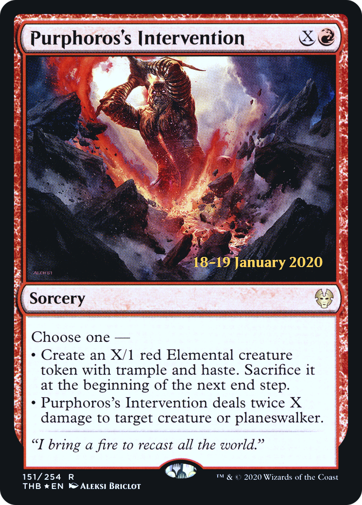 Purphoros's Intervention [Theros Beyond Death Prerelease Promos] | Silver Goblin