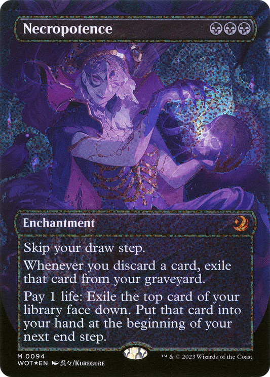 Necropotence (Anime Borderless) (Confetti Foil) [Wilds of Eldraine: Enchanting Tales]