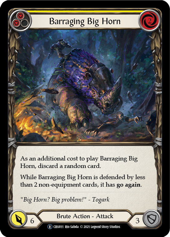 Barraging Big Horn (Yellow) [U-CRU011] (Crucible of War Unlimited)  Unlimited Rainbow Foil | Silver Goblin