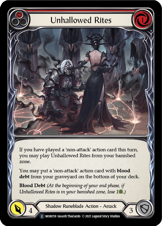 Unhallowed Rites (Red) [U-MON159-RF] (Monarch Unlimited)  Unlimited Rainbow Foil | Silver Goblin