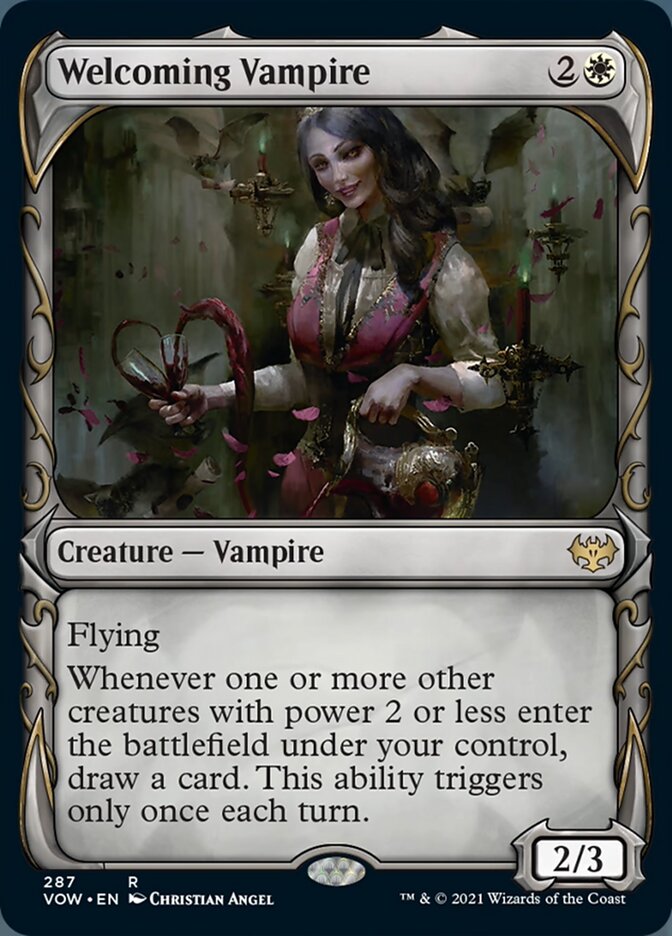 Welcoming Vampire (Showcase Fang Frame) [Innistrad: Crimson Vow] | Silver Goblin